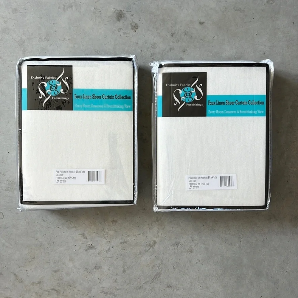 Set of 2 exclusive fabrics furnishings faux linen sheer curtains 50